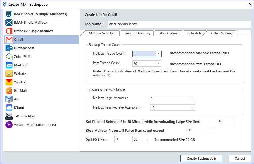 how to backup mailbird imap
