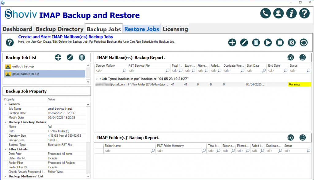 IMAP Backup and restore