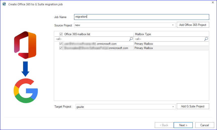 Transfer Office 365 to G Suite