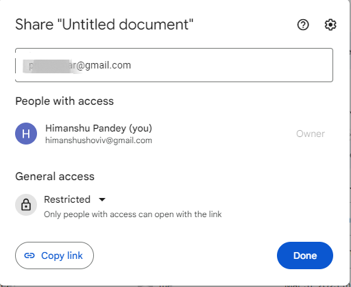 select user for files sharing