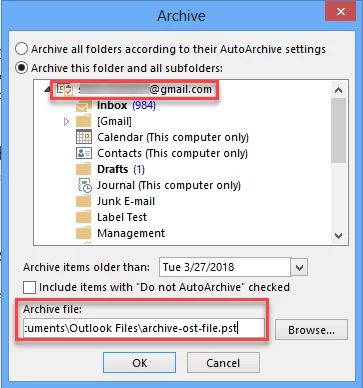 Save Archive emails in Local drive 