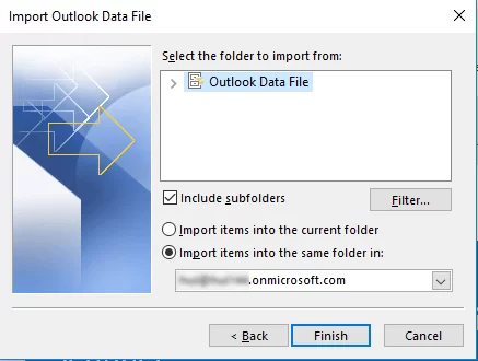 Emails Save as a outlook data file (PST)