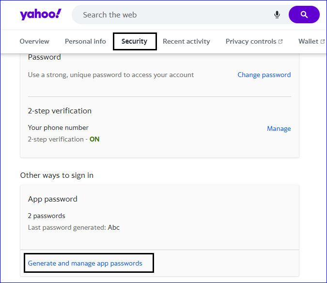 manage app password