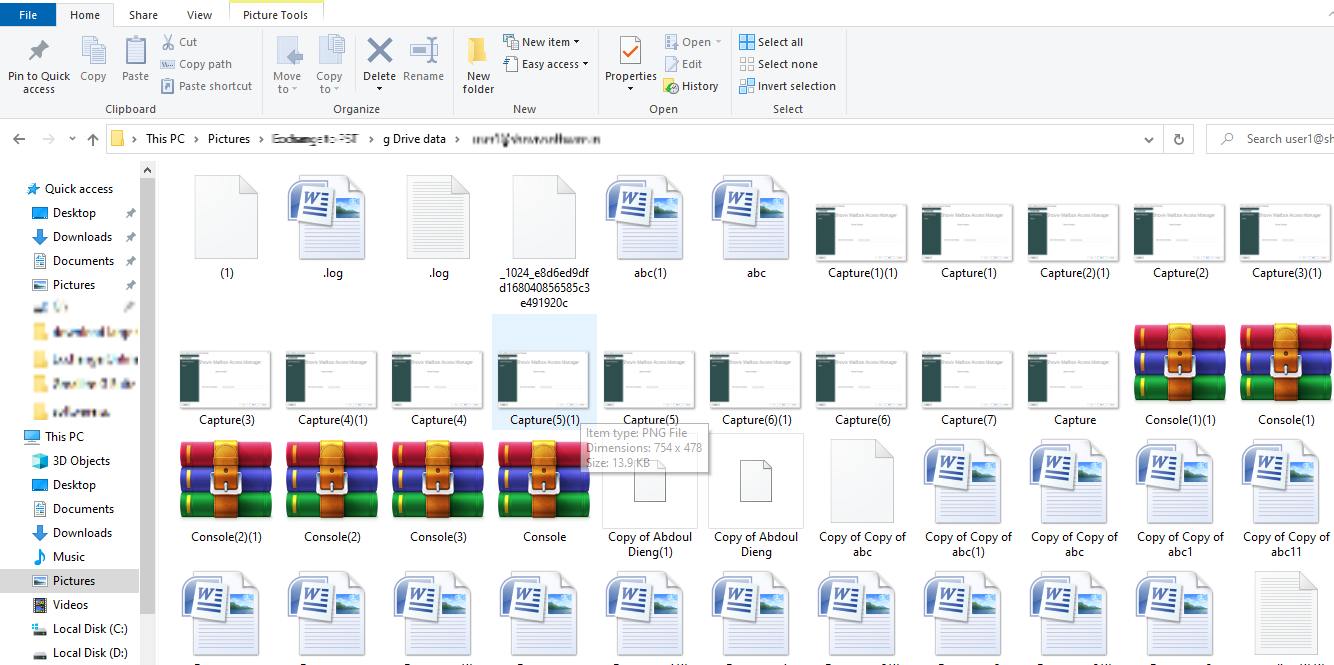 Downloaded files from google drive
