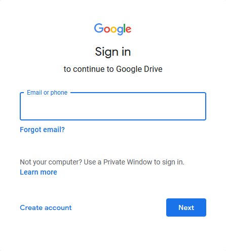 sign in to google drive account