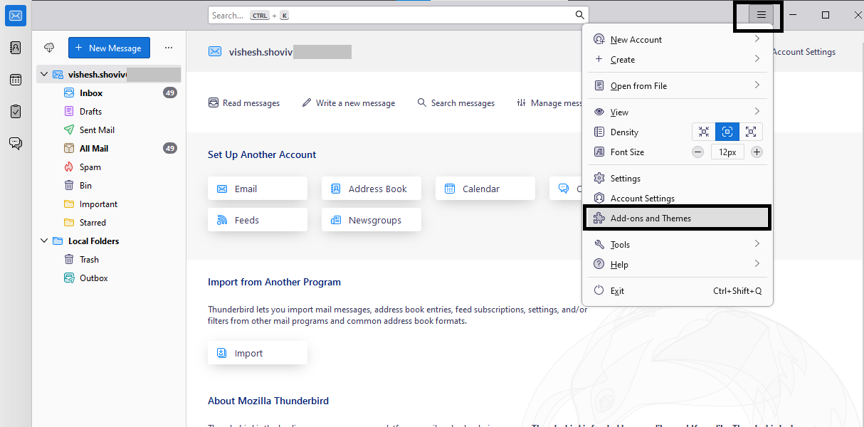 Click on Add on and themes