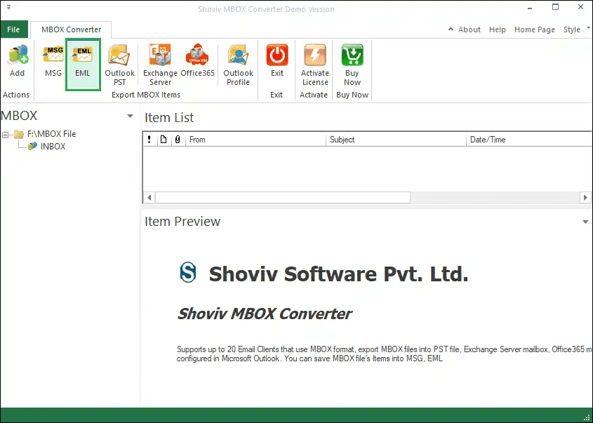 Converting MBOX Mailbox in EML files