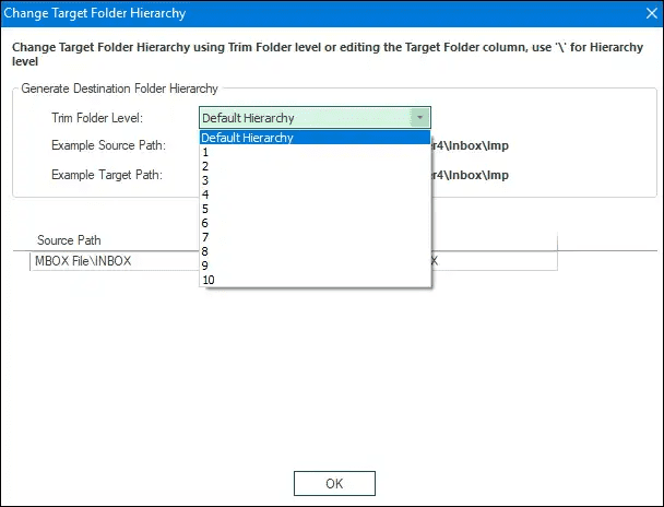 Apply folder hierarchy accordingly we suggest leave this as default