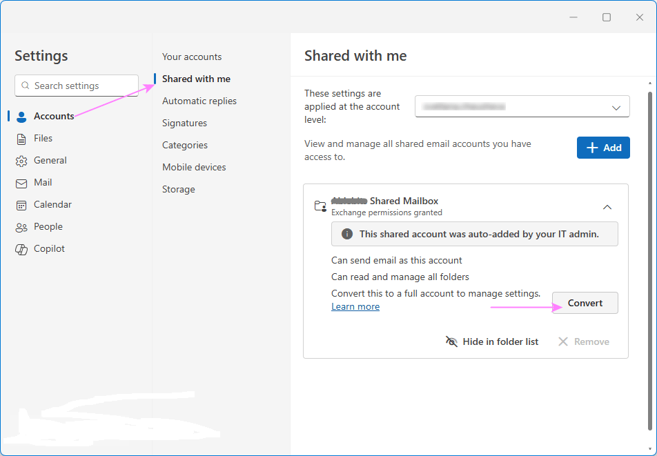 Add Shared Mailbox Via Shared With Me Option