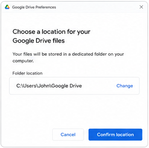 Confirm folder location