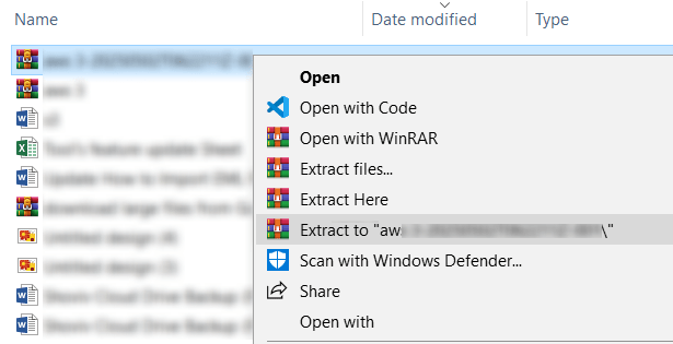 Extract Zip file