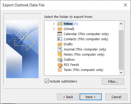 backup GoDaddy emails outlook 4