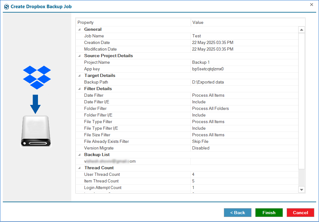 Dropbox File or folder Download job complete