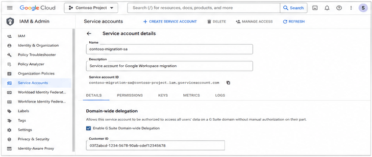 Prepare a Google Service Account