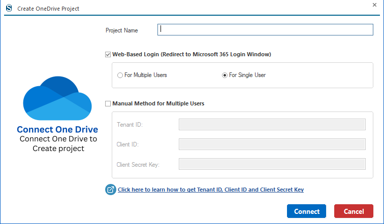 Connect OneDrive as Target project