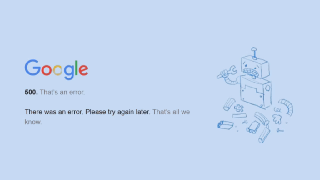 Internal Server Error 500 on Google Drive