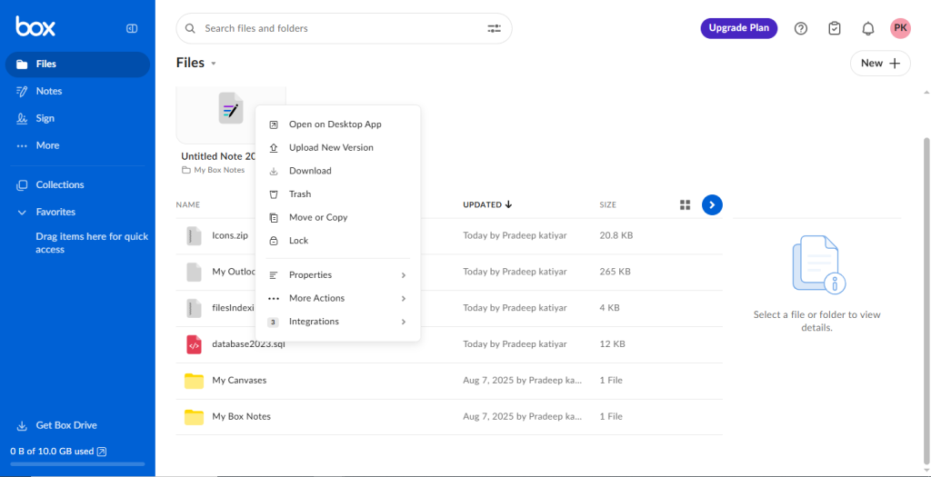 Select file and click to download