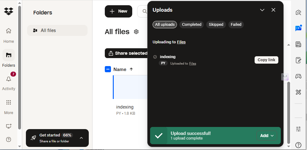 Drag and drop files from computer to Dropbox