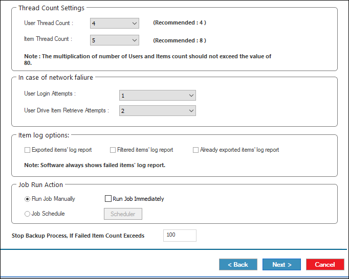 Maximize the backup efficiency via Multiple Thread option
