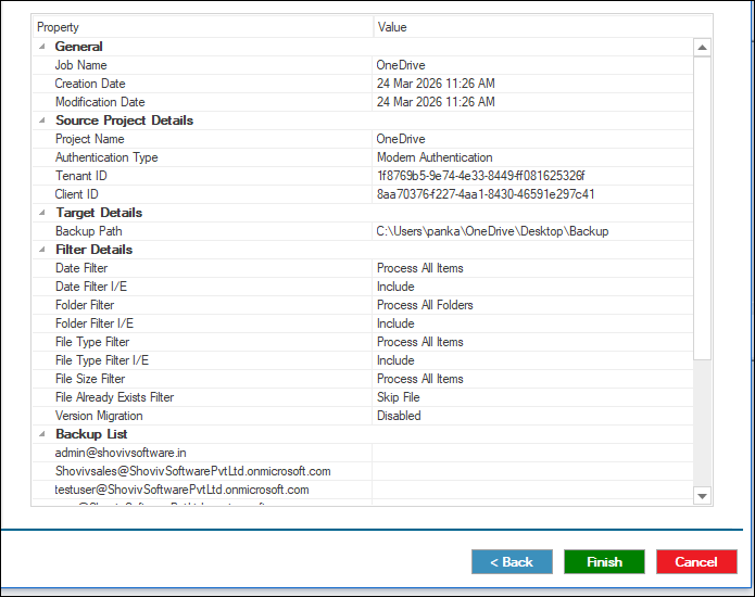 Review and finish the backup job
