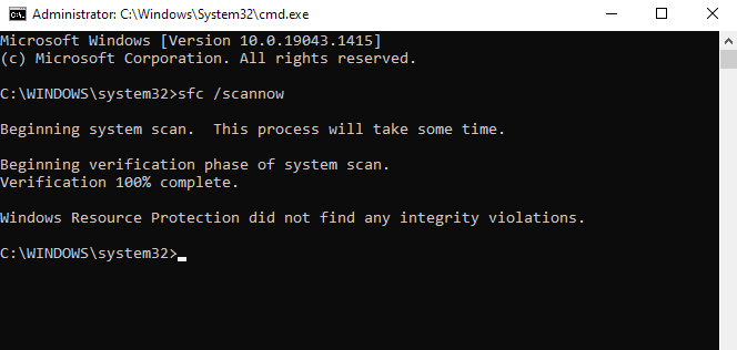 Type sfc / scannow and enter