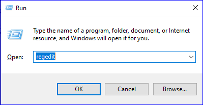 Windows + R, type regedit and enter