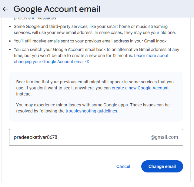 Click on Change Email username