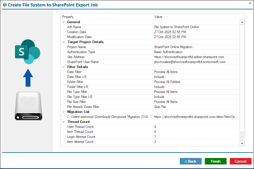 File share to SharePoint online migration finish.