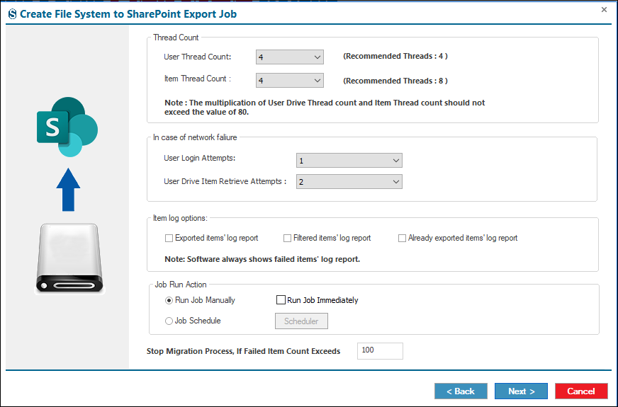 manage throttling via multiple threads, after that choose Job run action.