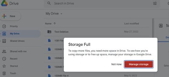 Storage almost full