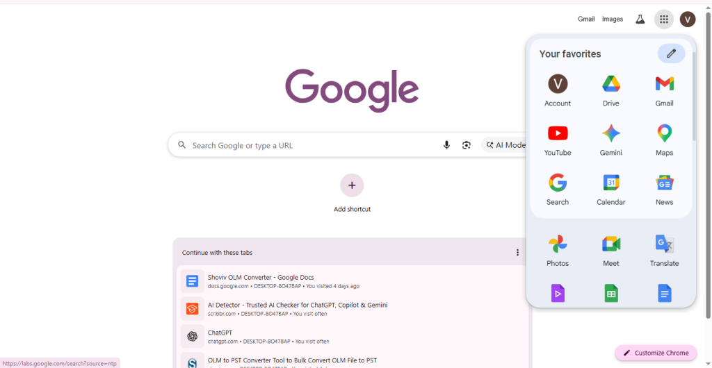 Click on Drive icon