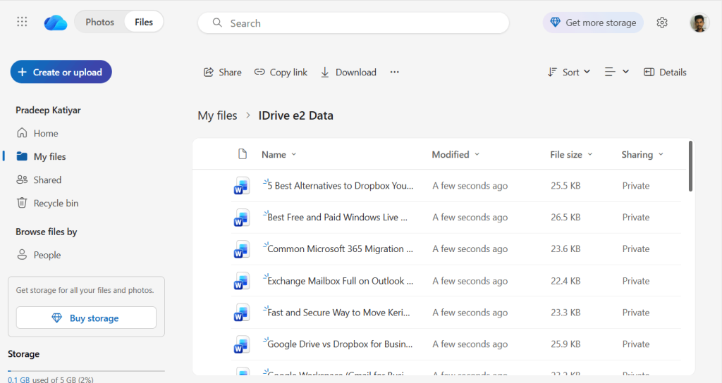 Upload files to OneDrive