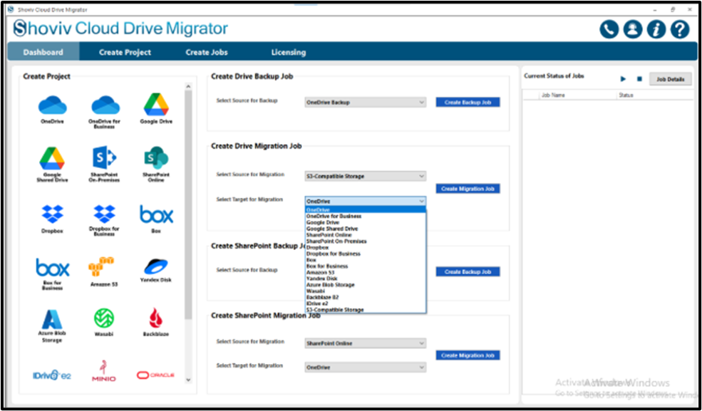 Select Source and Target