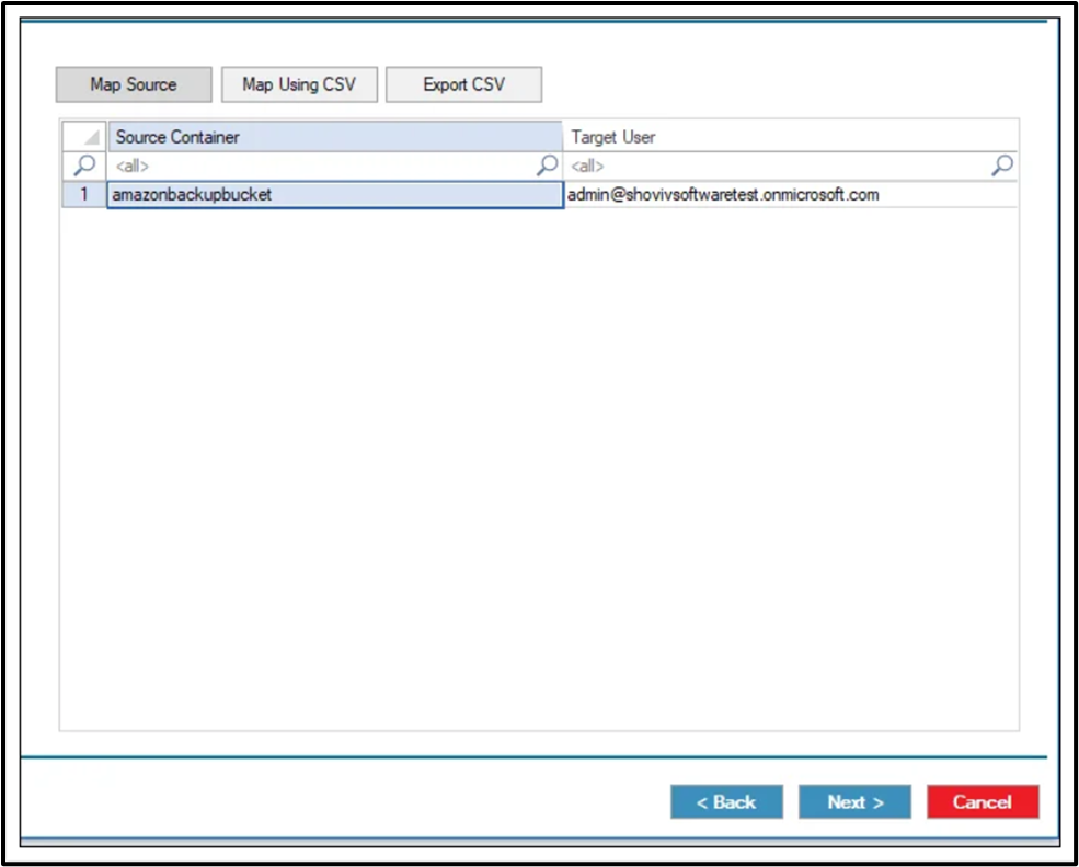 Map Source container with target sharepoint