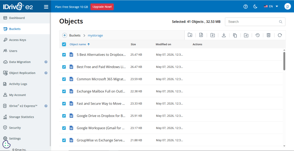 Select files and folder for download