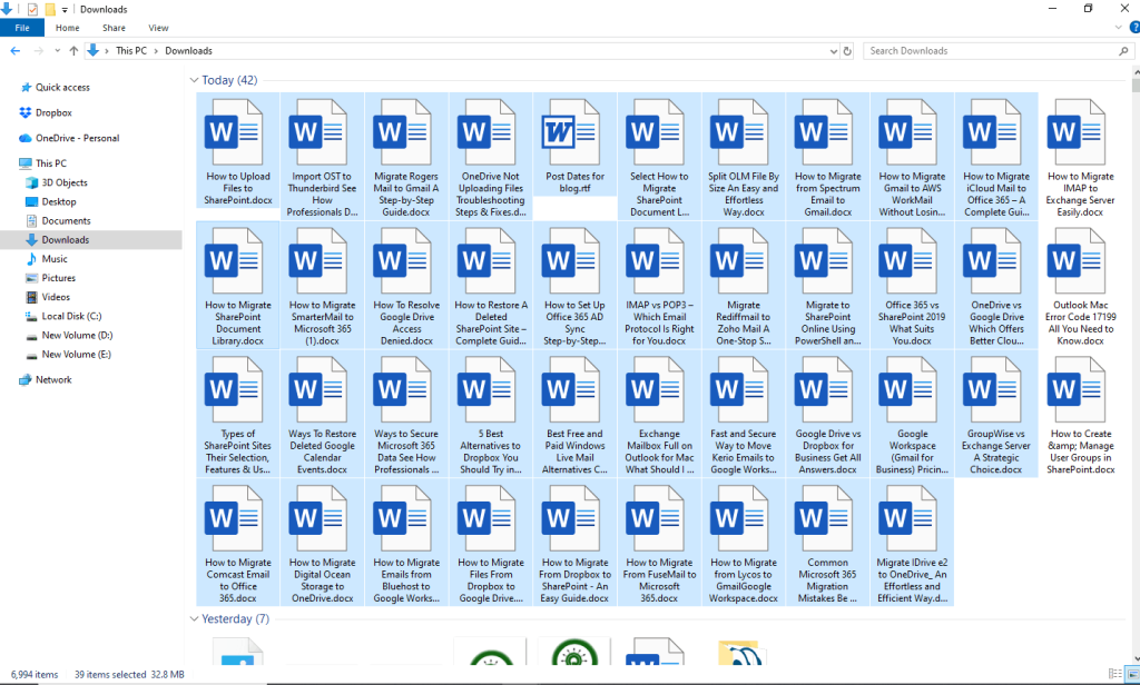 Select the Downloaded files