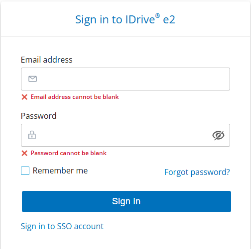 Sign in to IDrive e2
