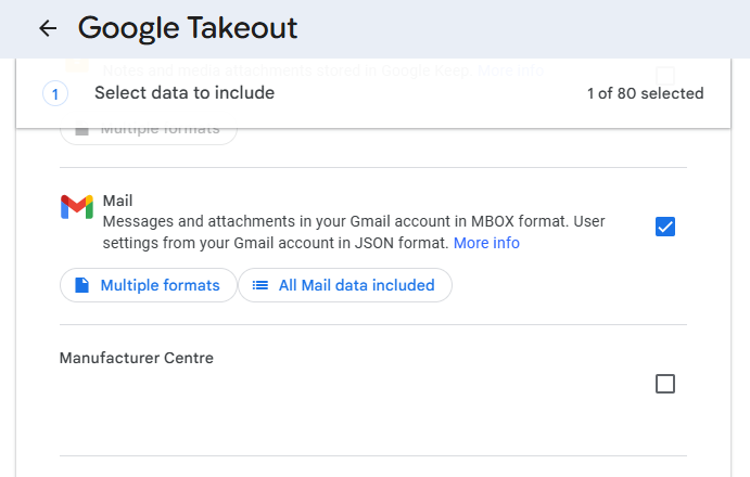 export attachment via takeout