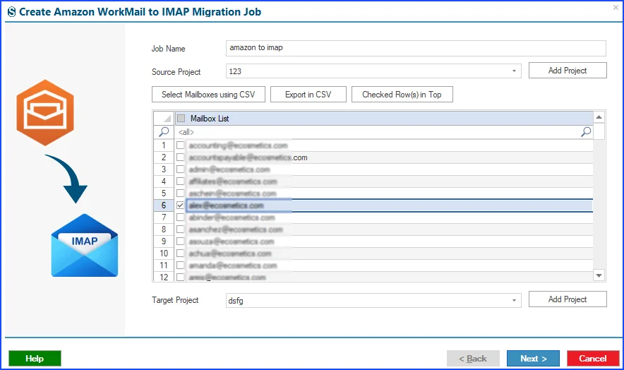 Connect source and target mailboxes