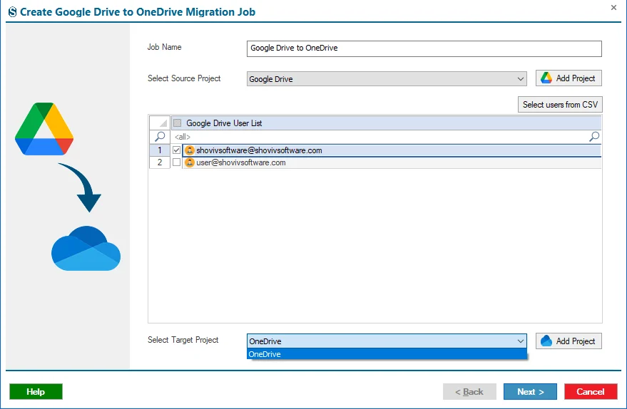Google drive to Onedrive