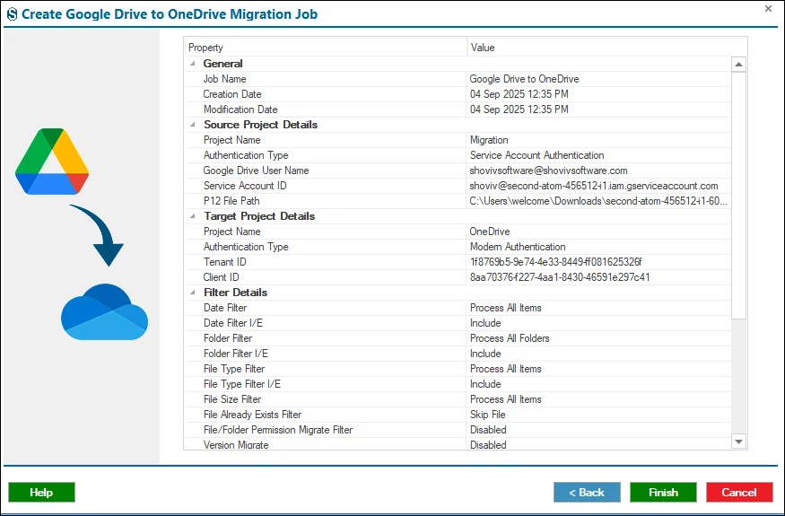 Google drive to Onedrive