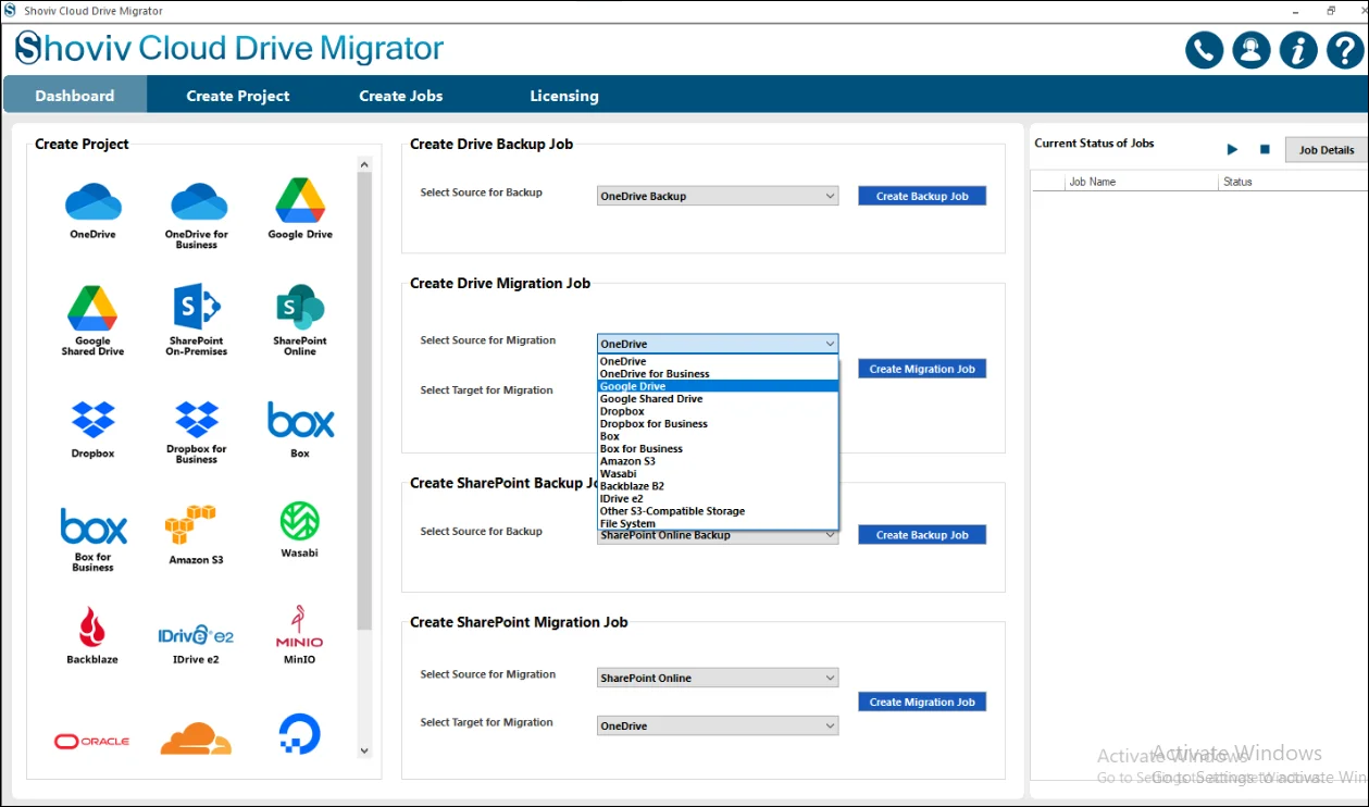 Google drive to Onedrive