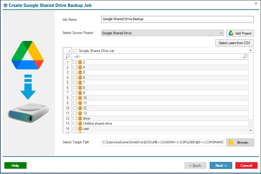google shared drive backup