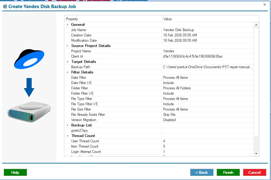 yandex disk backup