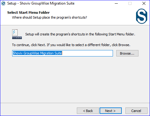 Setup will create the program's shortcut