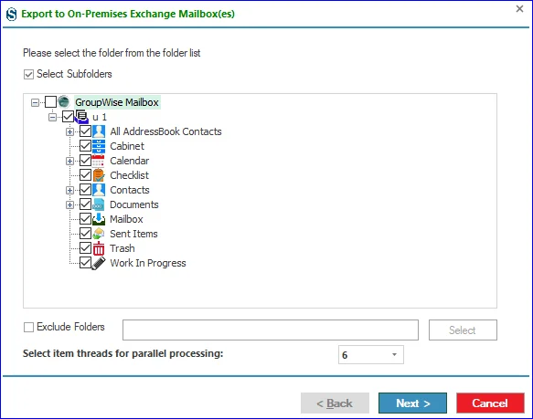 Select the folders with a folder list