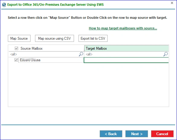 Match the source and target mailboxes