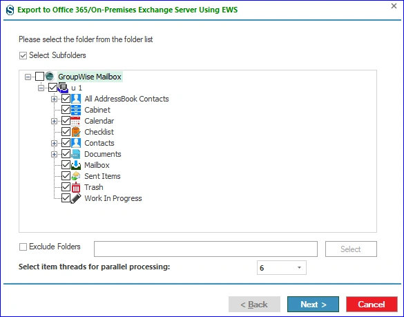 Select folder from folder list