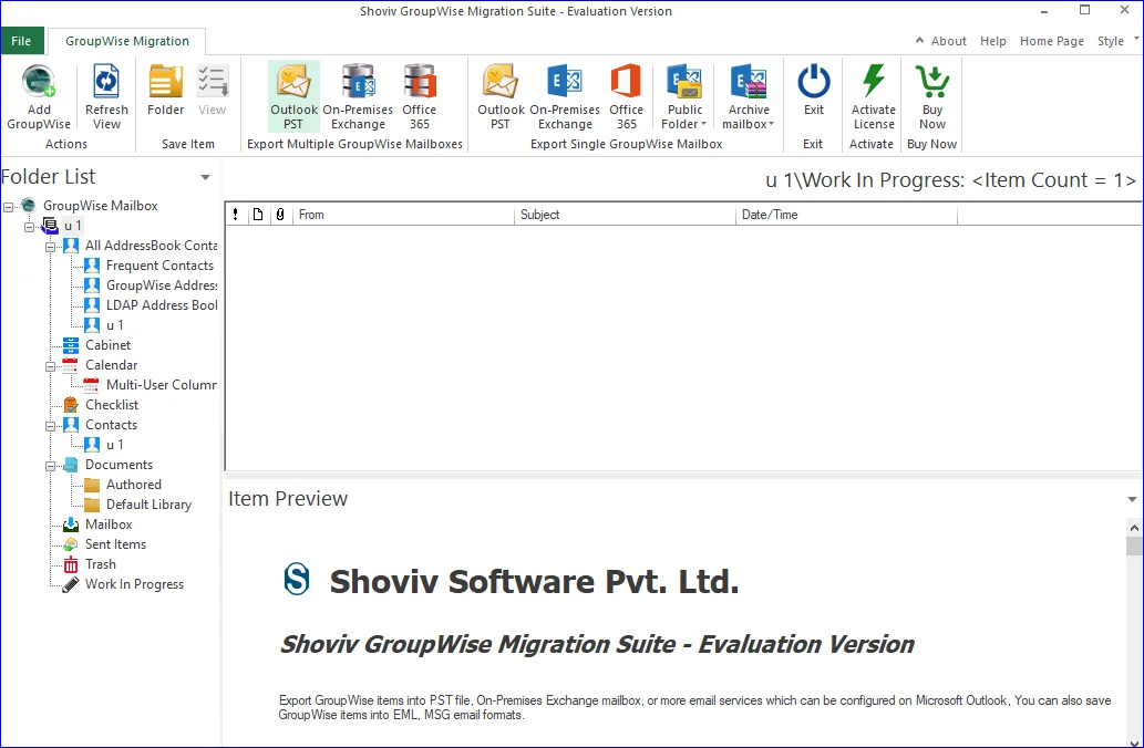 Select the Outlook PST