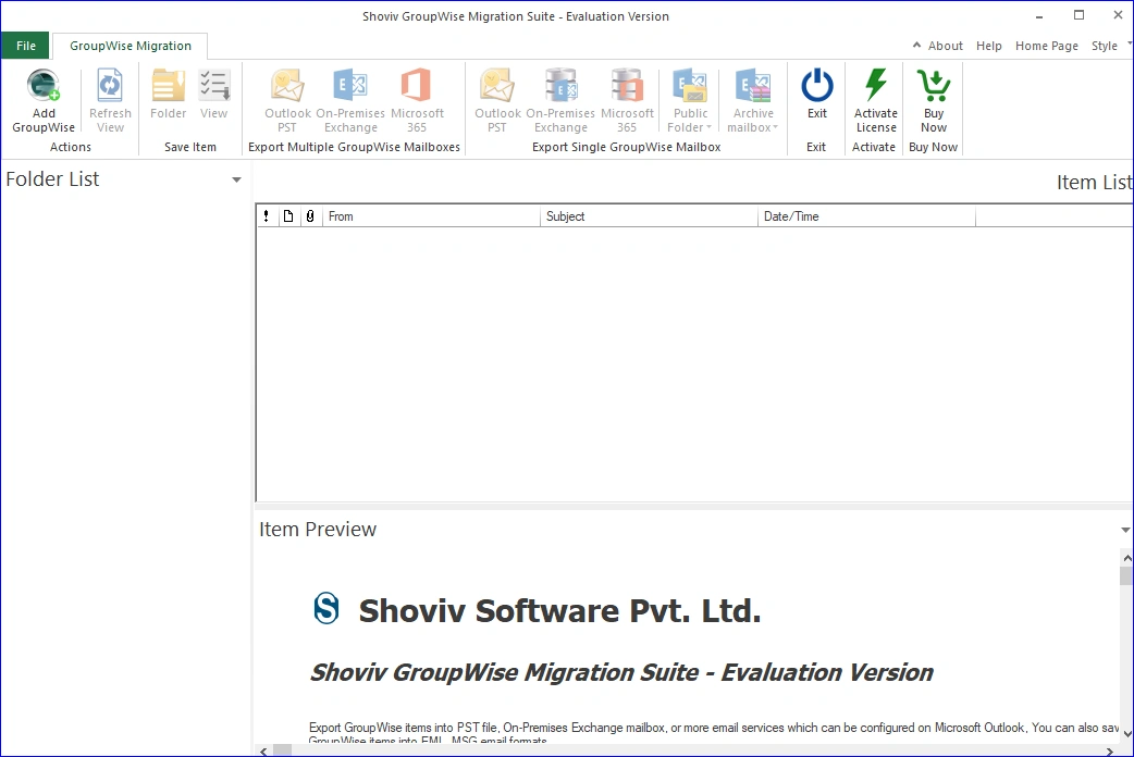 Open Shoviv GroupWise Migration Suite